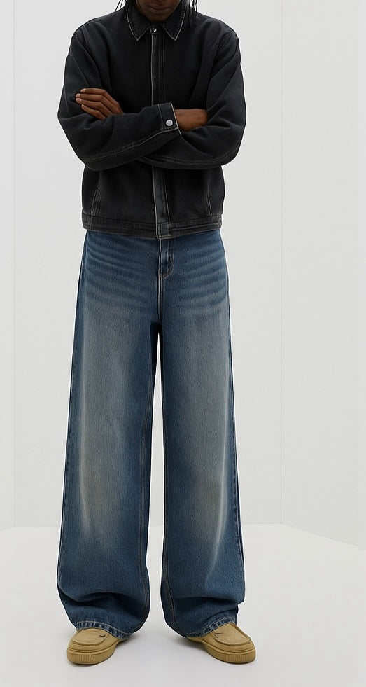 Vintage Acid Wash Baggy Jeans – Wide Leg Streetwear Denim